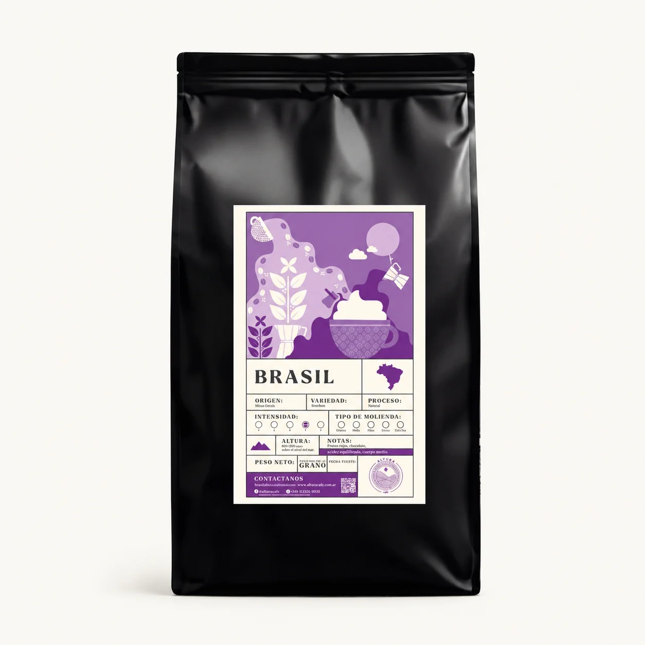 Paquete de café Brasil Santos Cerrado 250g Kivu