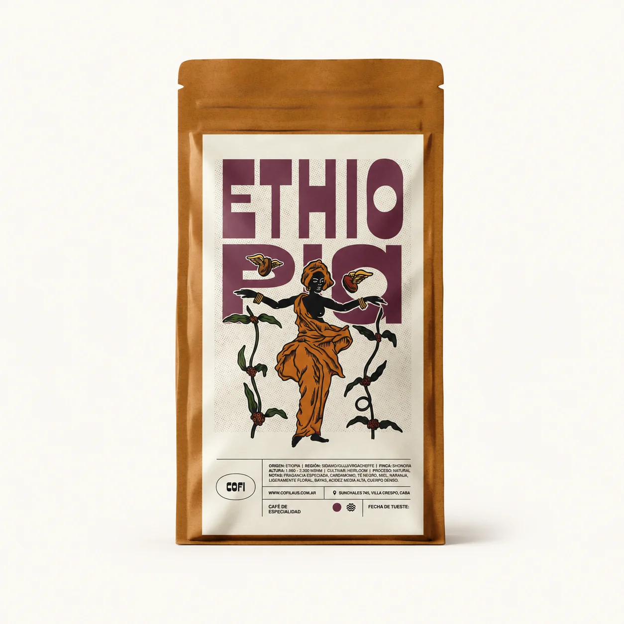 Paquete de café Etiopia Sidamo 250g Kivu